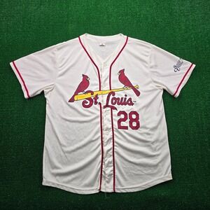 St Louis Cardinals Jersey Mens XL White Button Up MLB Baseball #28 Nolan Arenado
